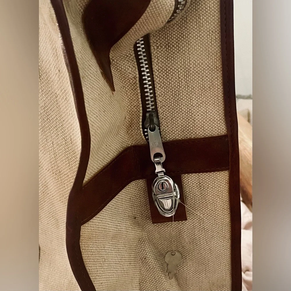 VTG Natural Canvas and Leather‎ Weekend Travel Mason Bag with Locking Zipper